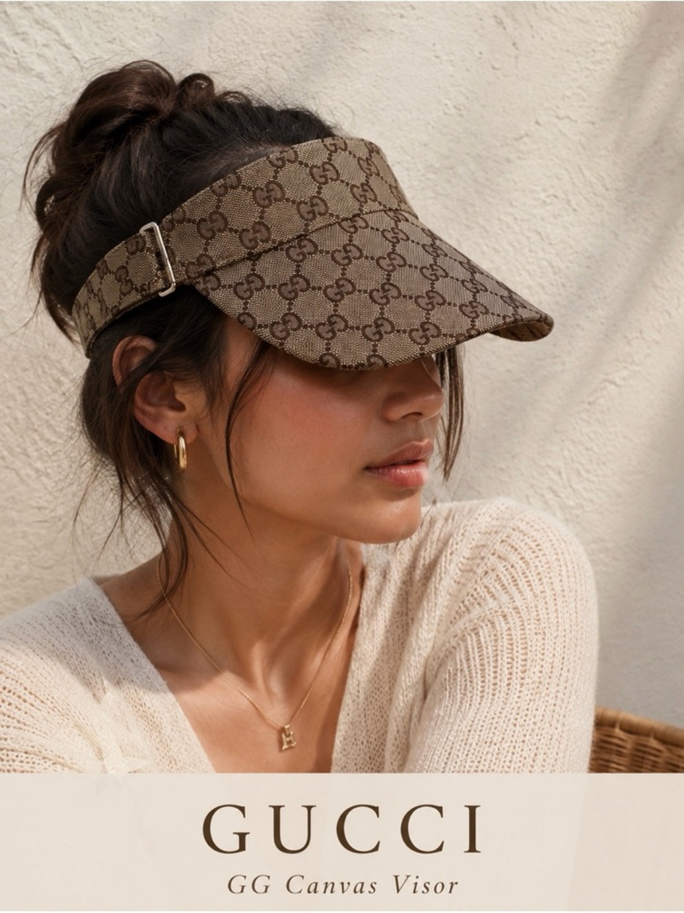 Gucci Brown GG Canvas Visor with Adjustable Buckle